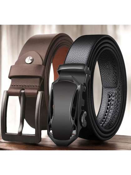 The Roadster Lifestyle
                    Co. Pack Of 2 Geninue Leather Textured Formal Belts