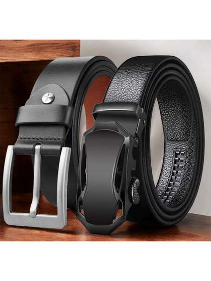 The Roadster Lifestyle
                    Co Set Of 2 Leather Textured Formal Belts