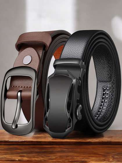 The Roadster Lifestyle
                      Co Men Set Of 2 Textured Genuine Leather Formal
                      Belts