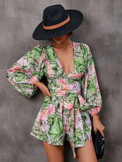 StyleCast Green
                          Floral Printed V-Neck Playsuit