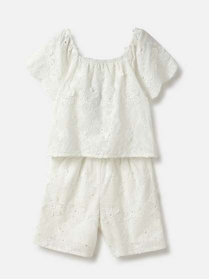 United Colors of
                      Benetton Girls Self Design Square Neck Jumpsuit