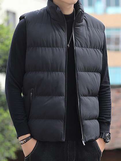StyleCast x Revolte
                        Black Mock Collar Sleeveless Puffer Jacket
