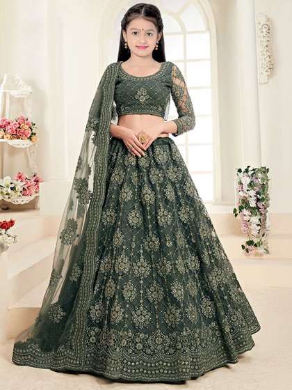 BAESD Girls Embroidered
                    Semi-Stitched Lehenga & Unstitched Blouse With
                    Dupatta