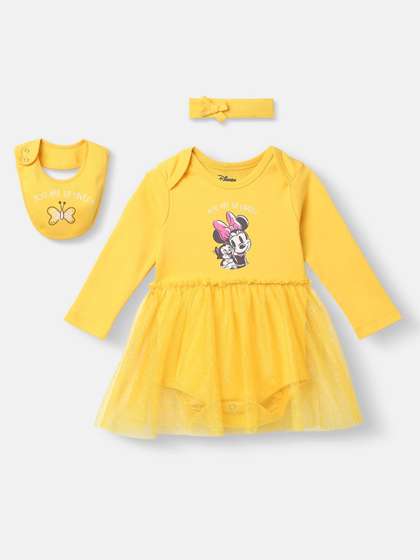 NautiNati Disney Infants
                    Cotton Minnie Mouse Printed Dress with Bib and
                    Headband