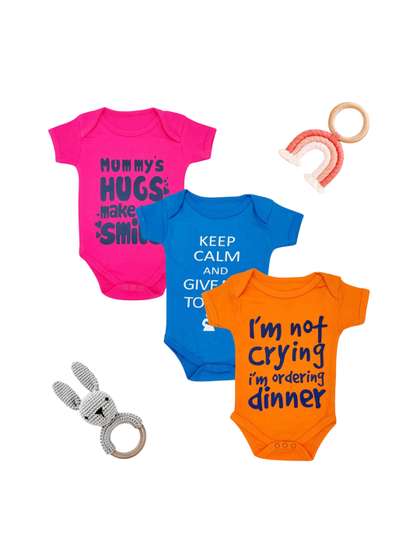 MYBABYTOWN Infants Pack
                    Of 3 Printed Bodysuits