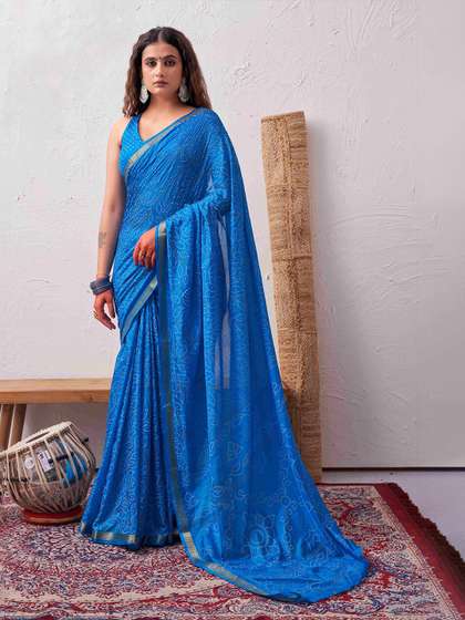 HERE&NOW
                        Bandhani Zari Silk Blend Bandhani Saree