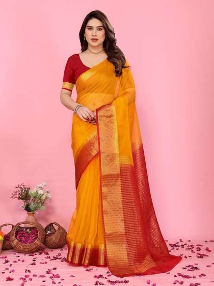 HERE&NOW Woven
                        Design Zari Organza Saree