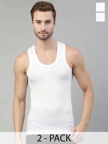 DIXCY SCOTT Men Pack
                        of 2 Combed Cotton White Vest