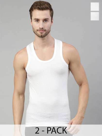 DIXCY SCOTT Men Pack
                        of 2 Combed Cotton White Vest