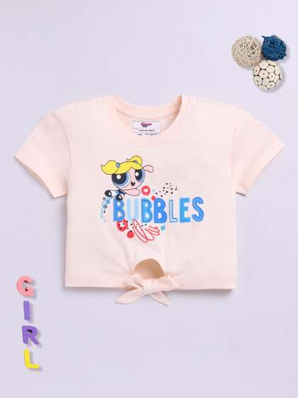 YK X Minute Mirth Girls
                    Powerpuff Girls Printed Cotton T-shirt