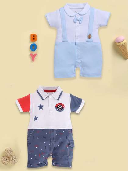 BABY GO Infant Boys Pack
                    Of 2 Printed Pure Cotton Romper
