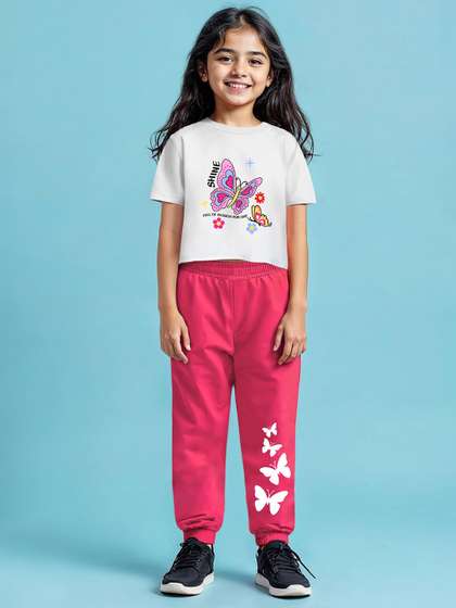 HERE&NOW Girls
                          Round Neck Crop Top With Jogger