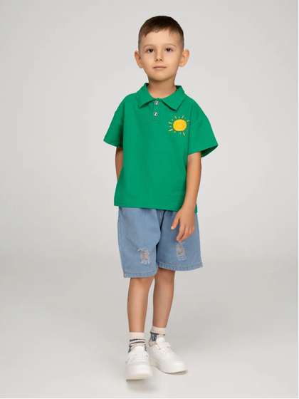 Bold N Elegant Boys
                      Printed Polo Collar Pure Cotton T-shirt With
                      Shorts