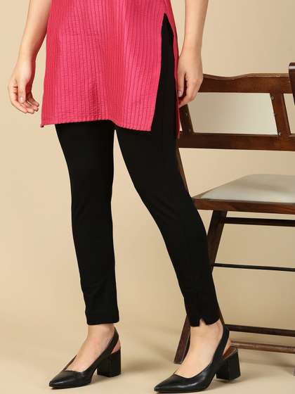 PYNK Women Mid-Rise
                        Ankle-Length Leggings with Pocket