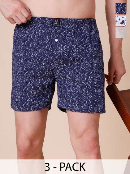URBAN SCOTTISH Men
                        Pack Of 3 Printed 100% Cotton Boxers USBX2478-S