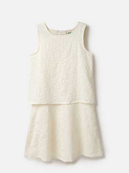 United Colors of
                    Benetton Girls Round Neck Textured A-Line Dress
