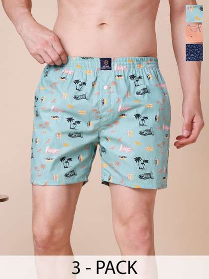 URBAN SCOTTISH Men
                      Pack Of 3 Printed Pure Cotton Boxers USBX2472-XL