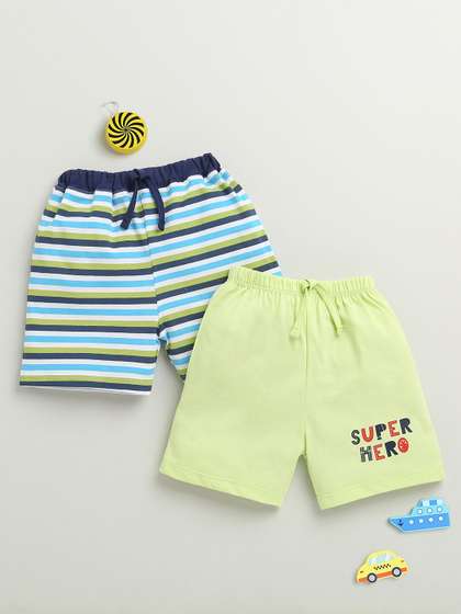 BUMZEE Pack Of 2 Boys
                    Striped Printed Shorts