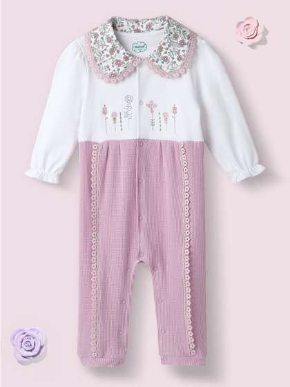Nauti Nati Girls Cotton
                    Textured Fabric Floral Embroidered Collared
                    Jumpsuit