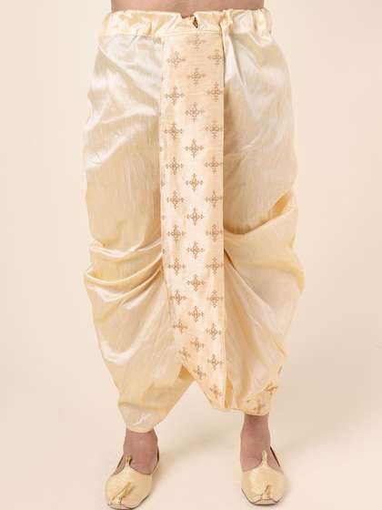 W & G Men Ethnic
                        Motifs Embroidered Relax Fit Silk Dhoti