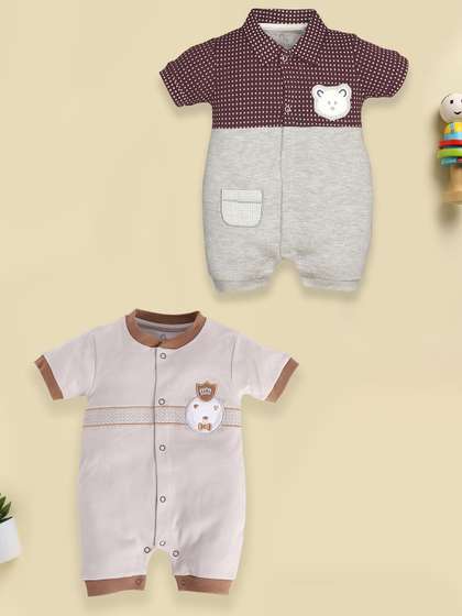 BABY GO Pack Of 2 Infant
                    Boys Printed Pure Cotton Rompers