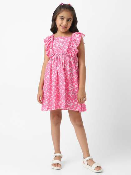 Nauti Nati Girls'
                    Textured Knit Ruffle Sleeves Floral Frock