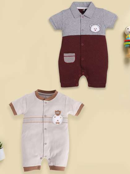 BABY GO Infant Boys
                      Pack Of 2 Printed Pure Cotton Romper