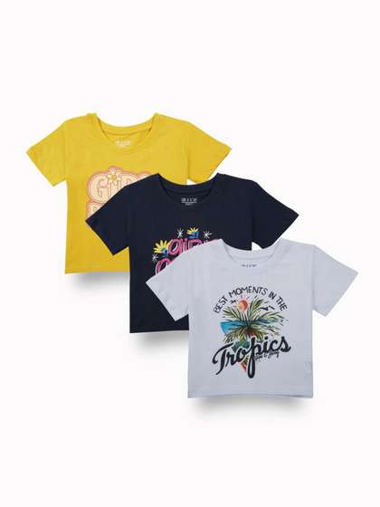 Gini and Jony Girl
                      Pack of 3 Typography Print Casual Tshirt