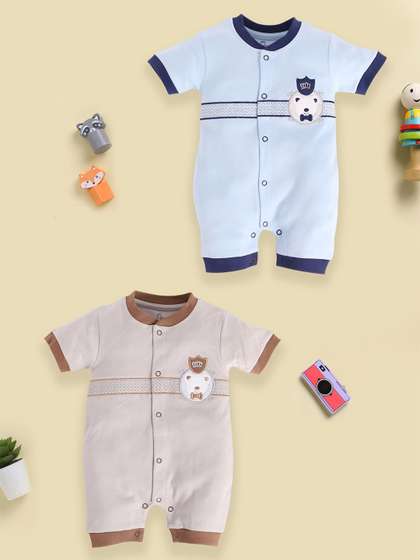BABY GO Infant Boys Pack
                    Of 2 Printed Pure Cotton Romper