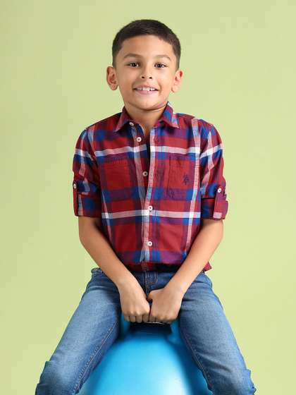 U.S. Polo Assn. Kids
                      Boys Checked Pure Cotton Casual Shirt