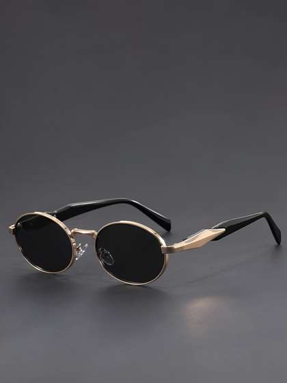 FUNGLASSES Unisex Oval
                      Sunglasses with UV Protected Lens PUSHPA RAJ V
                      GOLD BLACK