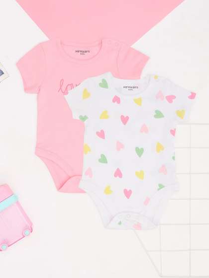 Pantaloons Baby Girls
                      Pack Of 2 Printed Cotton Bodysuits