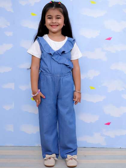 The Mom Store Girls
                    Frilled Pure Cotton Basic Jumpsuit