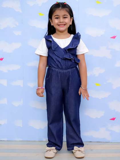 The Mom Store Girls Pure
                    Cotton Basic Jumpsuit