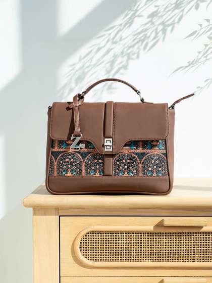 ZOUK Peacock Motif
                        Printed Structured Satchel