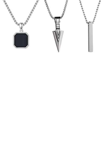 The Roadster Lifestyle
                    Co. Men Set of 3 Geometric Shaped Pendant