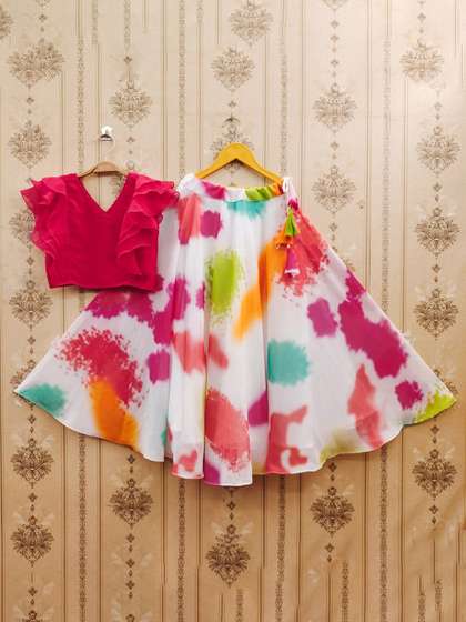JOVK DESIGN Girls Tie
                    & Dye Ready to Wear Lehenga & Choli