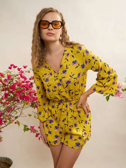 CORSICA Floral Print
                        Pleated Playsuit