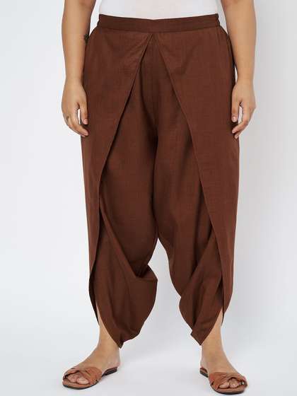 9rasa Plus Size
                        Women Cotton Solid High Rise Dhoti Pant