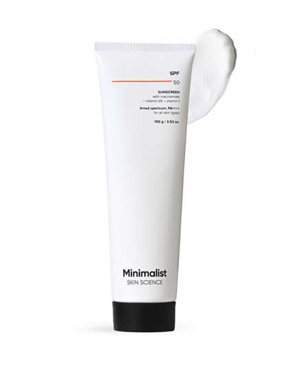 Minimalist Broad
                        Spectrum SPF50 PA++++ Sunscreen with Niacinamide
                        & Vitamin B5 - 100 g