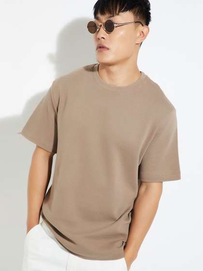 max Men Solid Round
                        Neck Cotton Oversized T-shirt