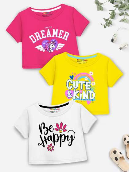 YK X Trampoline Girls
                    Pack of 3 Graphic Printed Crop Top