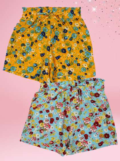 CUTECUMBER Girls Floral
                    Printed Regular Fit Regular Shorts