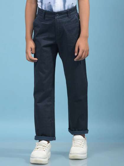 Crimsoune Club Boys
                    Checked Slim Fit Mid Rise Chinos Cotton Trousers