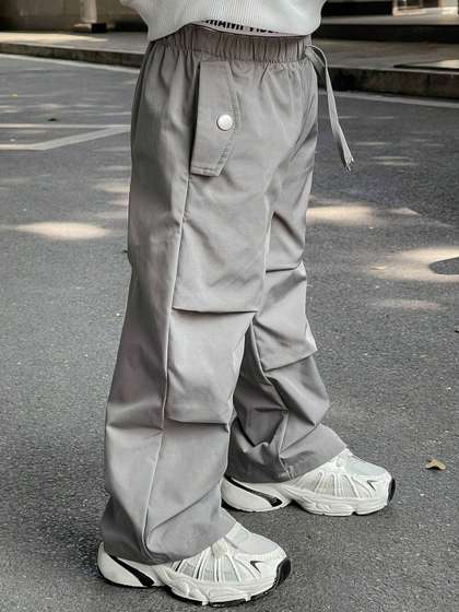 BAESD Boys Relaxed Loose
                    Fit Mid Rise Cargos Cotton Trousers