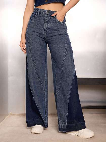 SASSAFRAS Women Wide
                        Leg Leg High-Rise Jeans