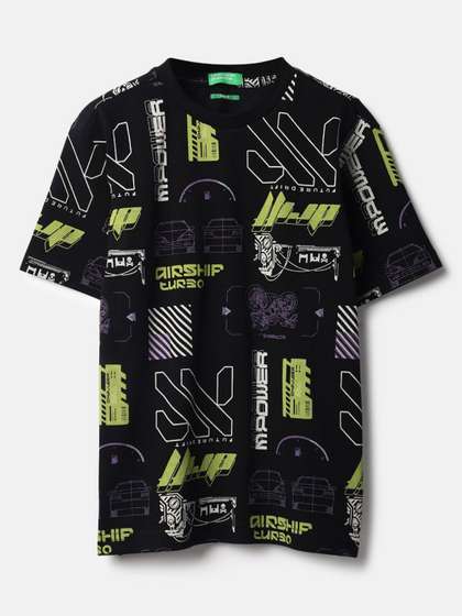 United Colors of
                    Benetton Boys Typography Printed Pure Cotton Relaxed
                    Fit T-shirt