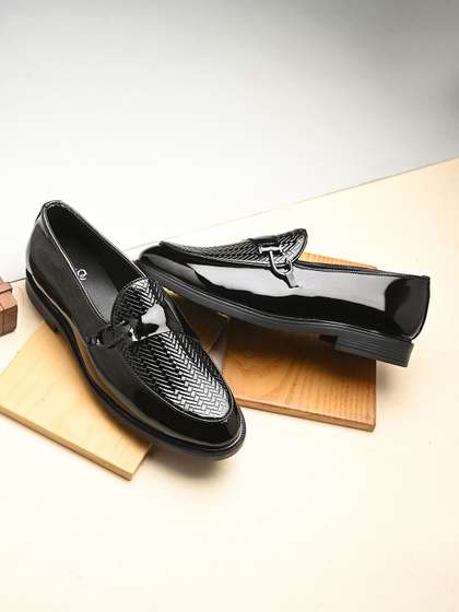 House of Pataudi Men
                        Textured Slip-On Formal Loafers