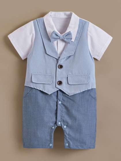 Hopscotch Bow Applique
                    Striped Romper