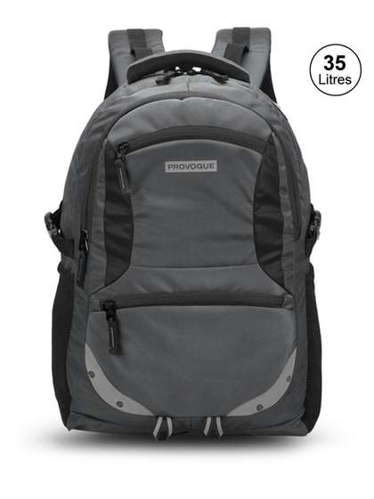 Provogue Unisex Grey
                        & Black Brand Logo Backpack with Reflective
                        Strip 31L